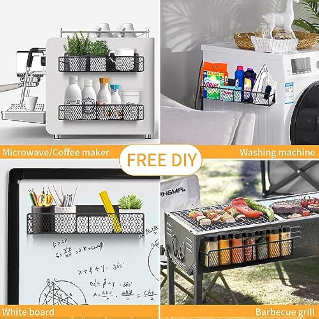 Kmise 6-Piece Magnetic Spice Rack for Fridge – Black Metal Organizer