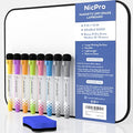 Nicpro Magnetic Dry Erase Whiteboard A4 | Double Sided Board with 8 Pens