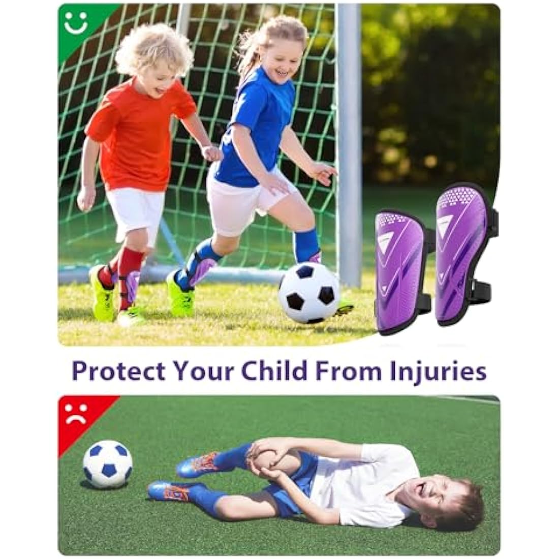 AirsFish Kids Football Shin Pads with Ankle Protection | CE Certified