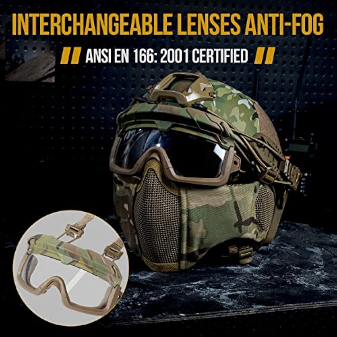 OneTigris Airsoft Fast Helmet | Full Face Tactical Mask and Goggles