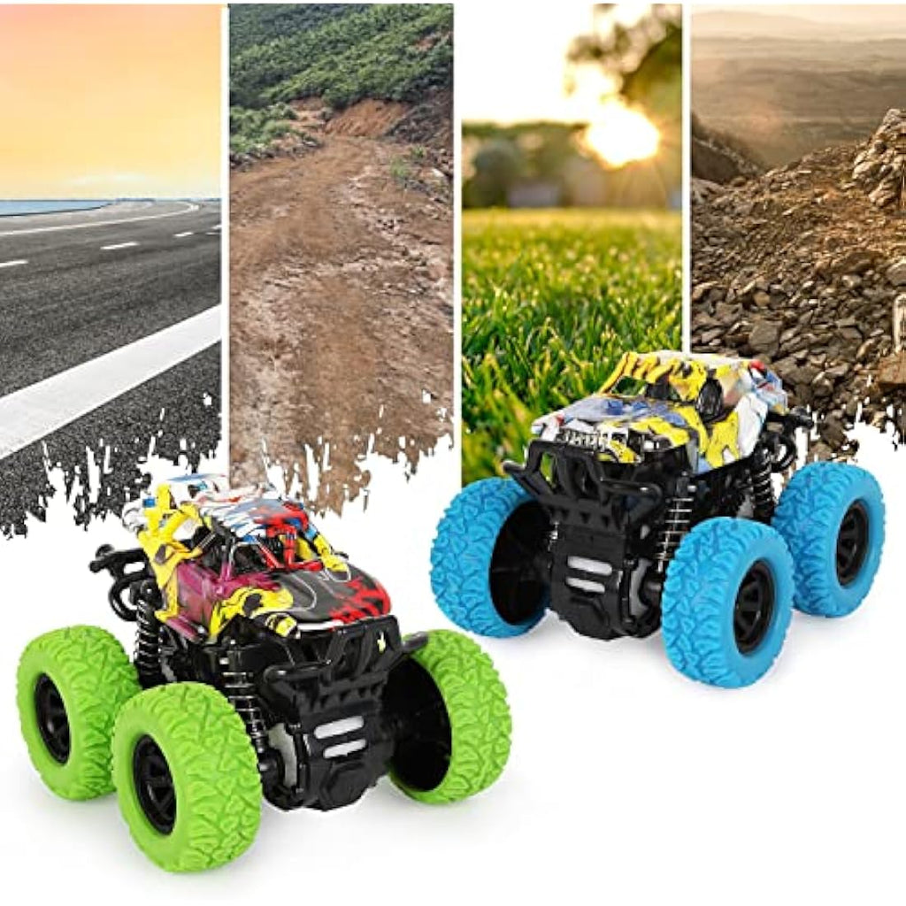 Shayson 2-Pack Monster Truck Toys – Friction Powered Stunt Cars for Kids