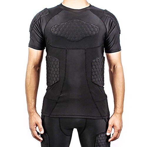 DGYAO Men's Padded Compression Shirt | Rugby Chest & Rib Protector