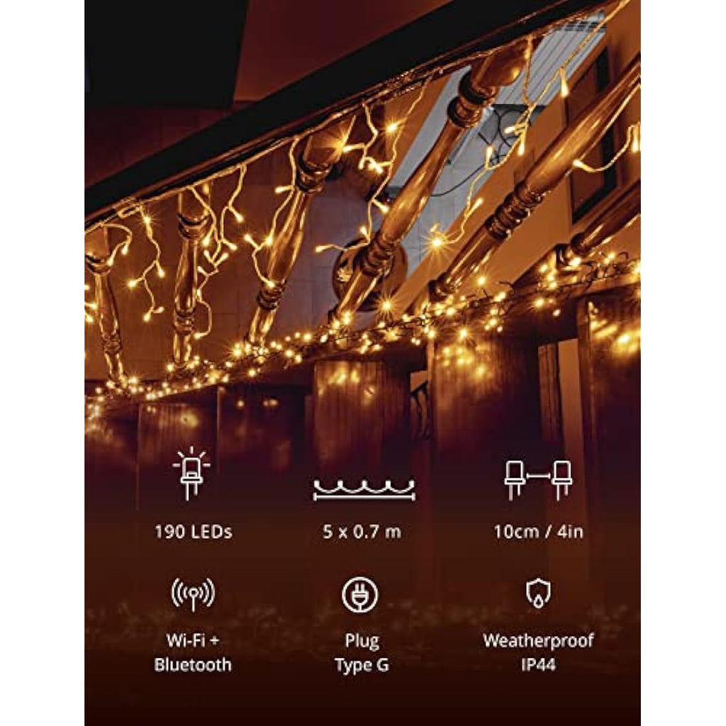 Twinkly Icicle 190 LED Smart White Cascade Lights | App Controlled