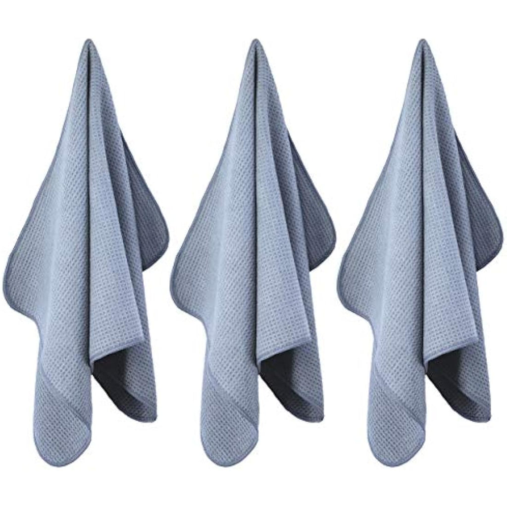 Polyte Microfiber Kitchen Dish Towels - Waffle Weave Gray, 12 Pack