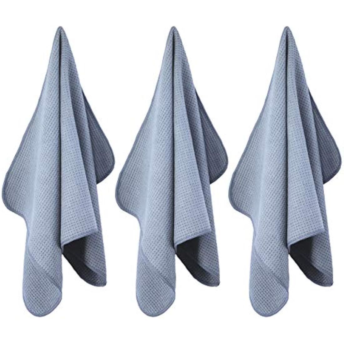 Polyte Microfiber Kitchen Dish Towels - Waffle Weave Gray, 12 Pack