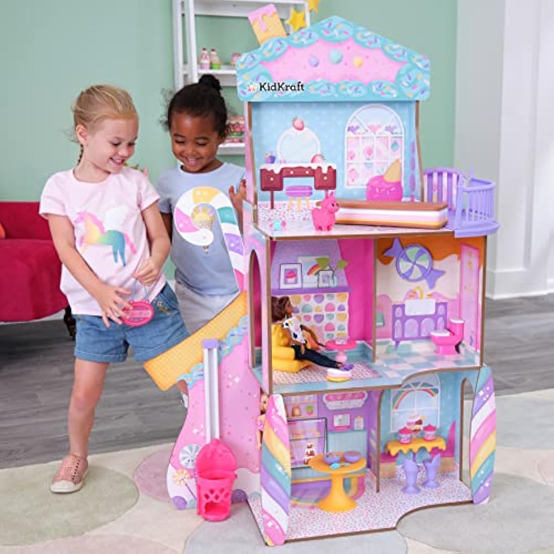 KidKraft Candy Castle Wooden Dollhouse with 28 Furniture Pieces