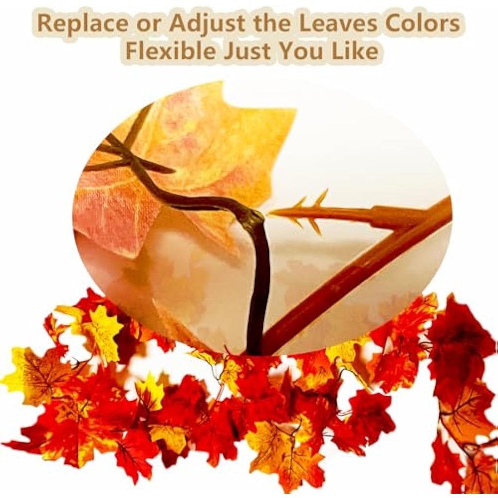 TENQUAN 2 Pack Artificial Maple Leaf Garland – 5.7ft Fall Autumn Decor