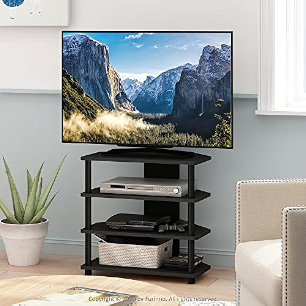 Furinno Econ 4-Tier TV Stand | Blackwood Media Console for 29-Inch TV