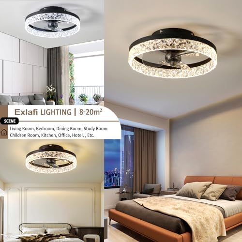 Modern Quiet Ceiling Fan with Dimmable LED Light – Black
