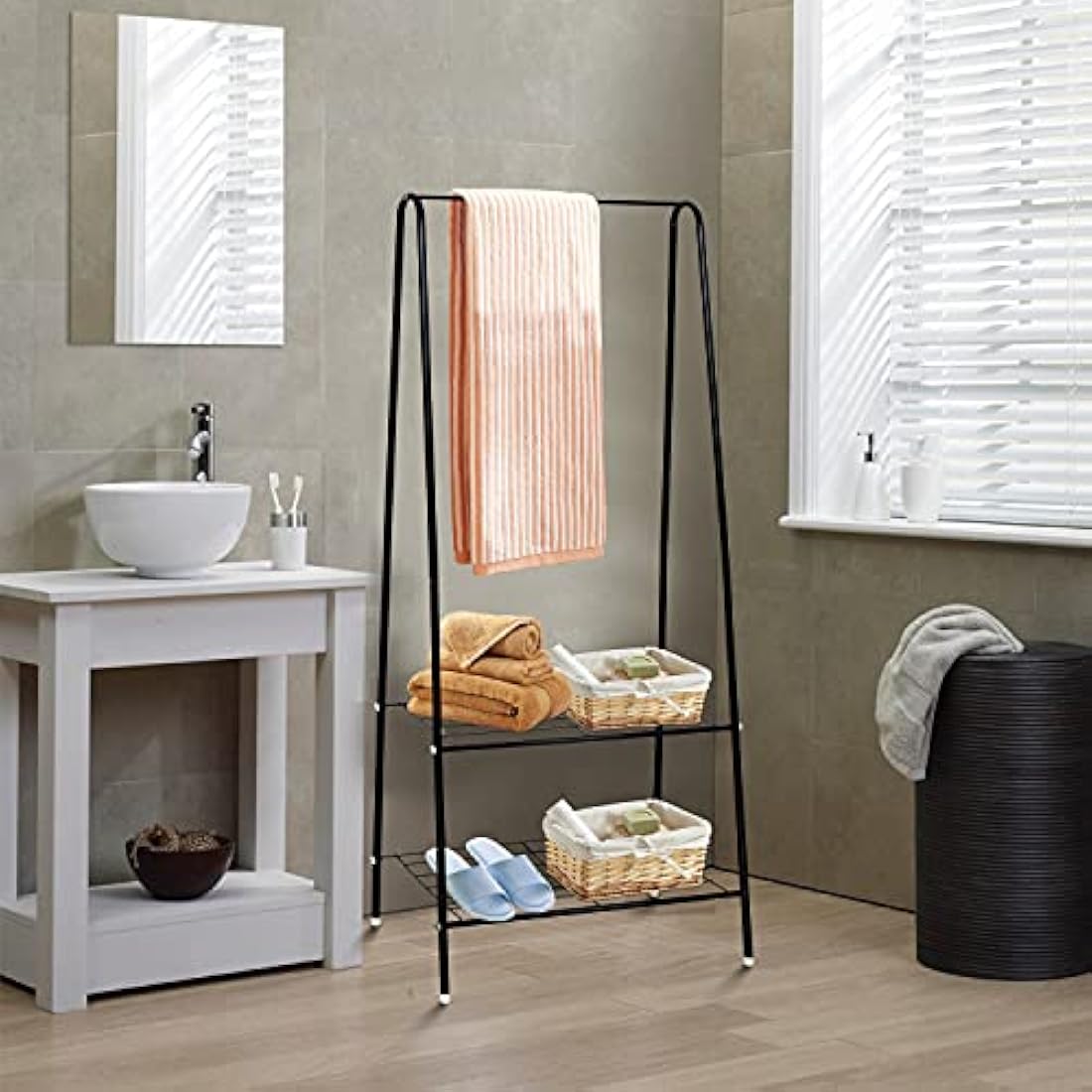 Metal Garment Rack – Heavy Duty Clothes Rail with Shelf, Black