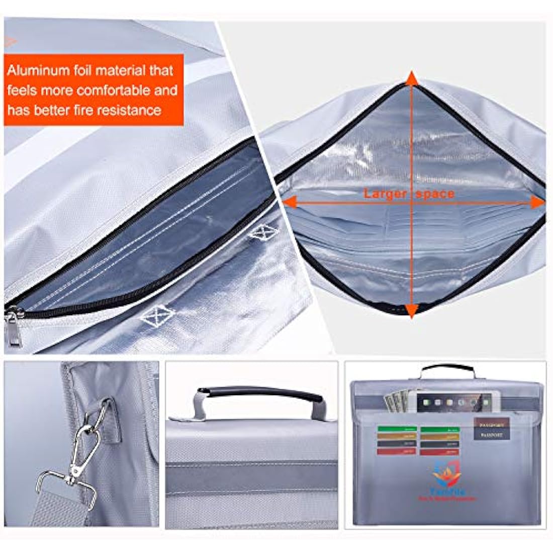 Tamfile Fireproof Document Bag – 4200°F Large Waterproof Safety Box