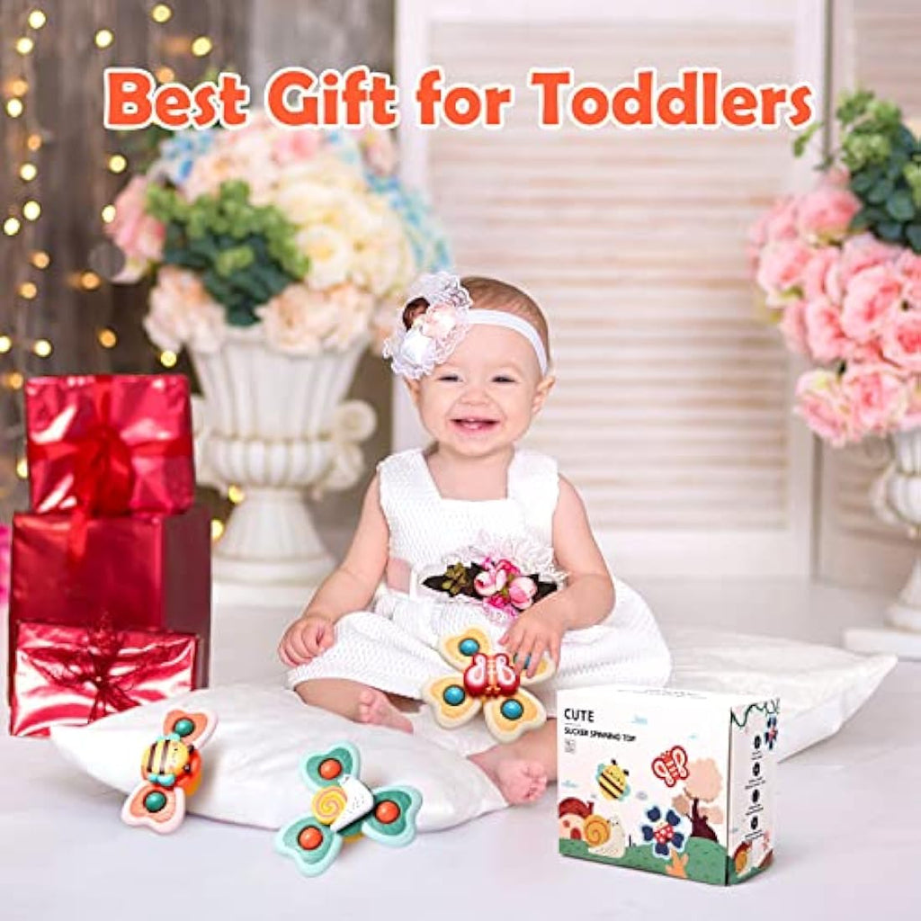 Hooku Suction Cup Spinner Toys – 3 Pcs Sensory High Chair Bath Toys