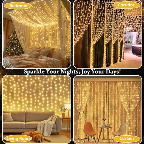 Jolof Store 600 LED Curtain Fairy Lights | 6m x 3m Waterproof Warm White