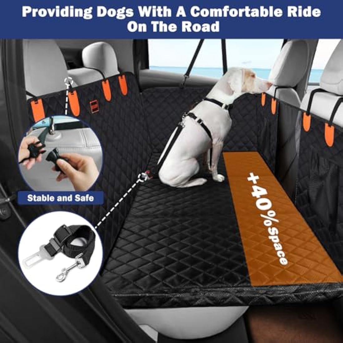 JOEJOY Dog Back Seat Extender – Waterproof Hard Bottom Car Seat Cover