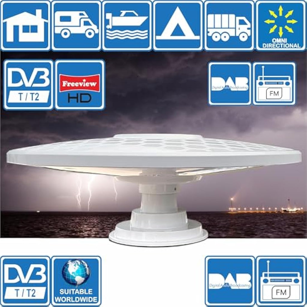 Unispectra HELIO Omnidirectional Digital TV Aerial - 33dB High Gain 12V/24V