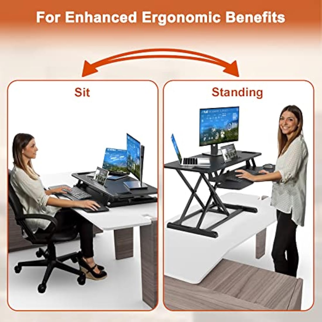 PUTORSEN 37.4" Standing Desk Converter | Height Adjustable Sit Stand Desk
