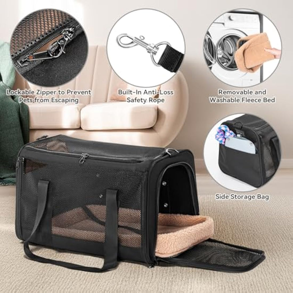 Petsfit Soft-Sided Cat Carrier – Car Safe Pet Travel Bag with Buckle