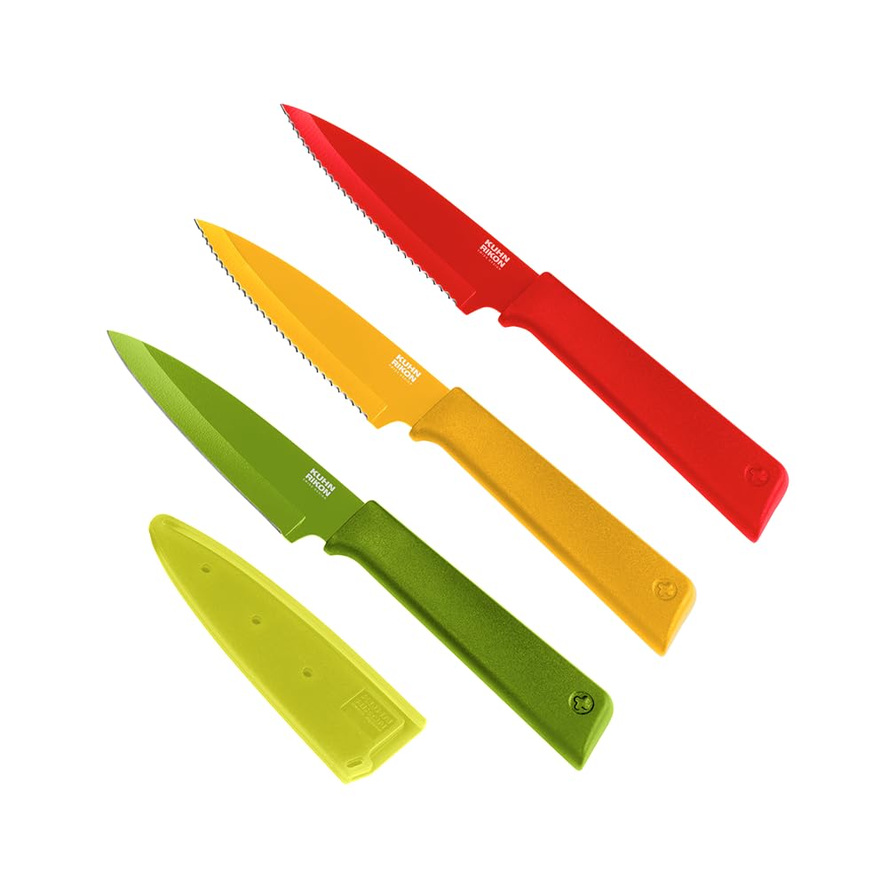 Kuhn Rikon Colori+ 3 Pc Kitchen Knife Set – Stainless Steel Blades