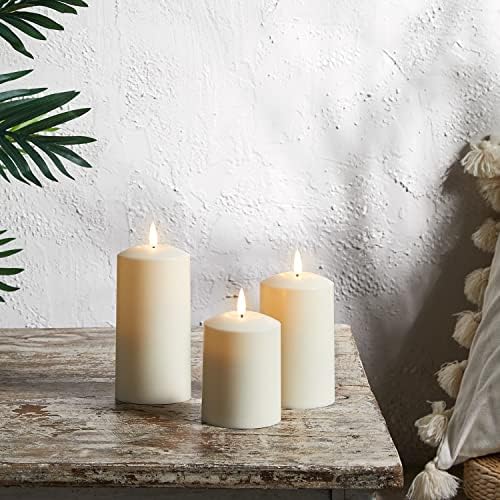 Lights4fun TruGlow Waterproof Flameless LED Pillar Candles - Set of 3