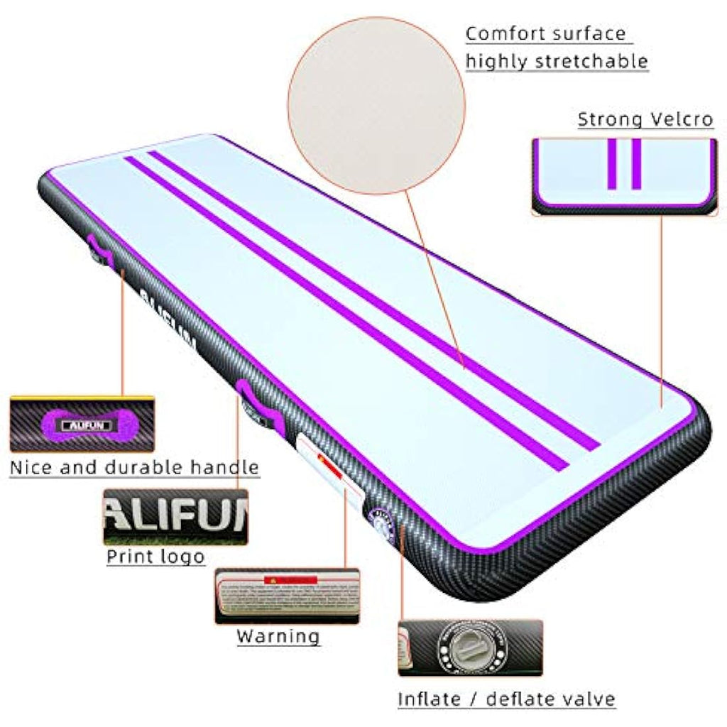 ALIFUN Inflatable Gymnastics Air Tumbling Mat with Electric Pump – 10cm