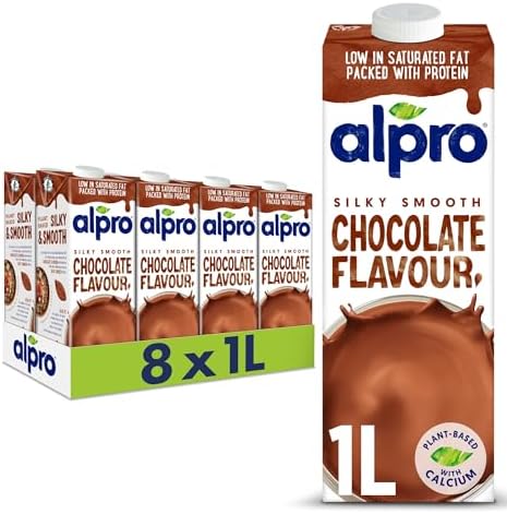 Alpro Chocolate Soya Drink – Vegan Plant-Based Milk Alternative, 1L (8 Pack)