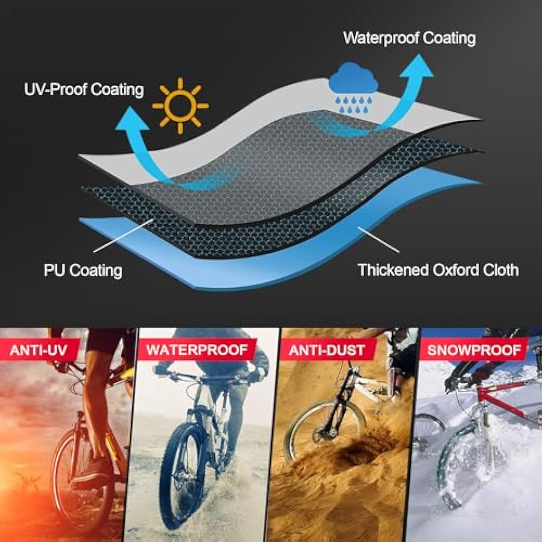 Zettum Heavy Duty Bike Cover | 600D Waterproof Outdoor Bicycle Storage