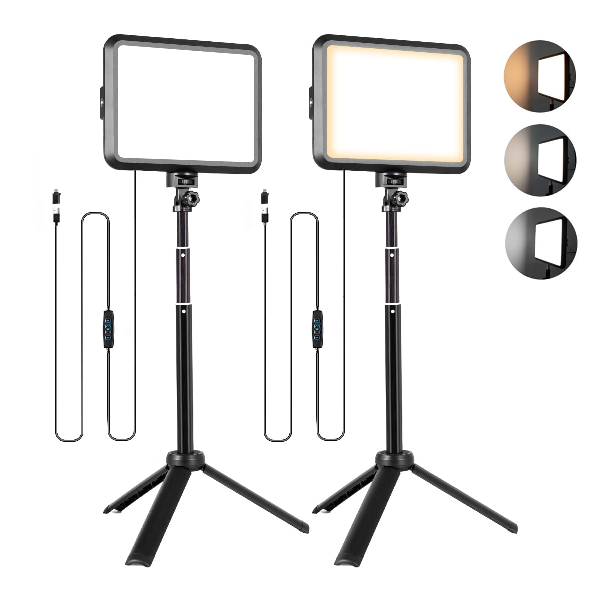NiceVeedi 2-Pack LED Desktop Video Light Kit with Tripod, 2800K-6500K