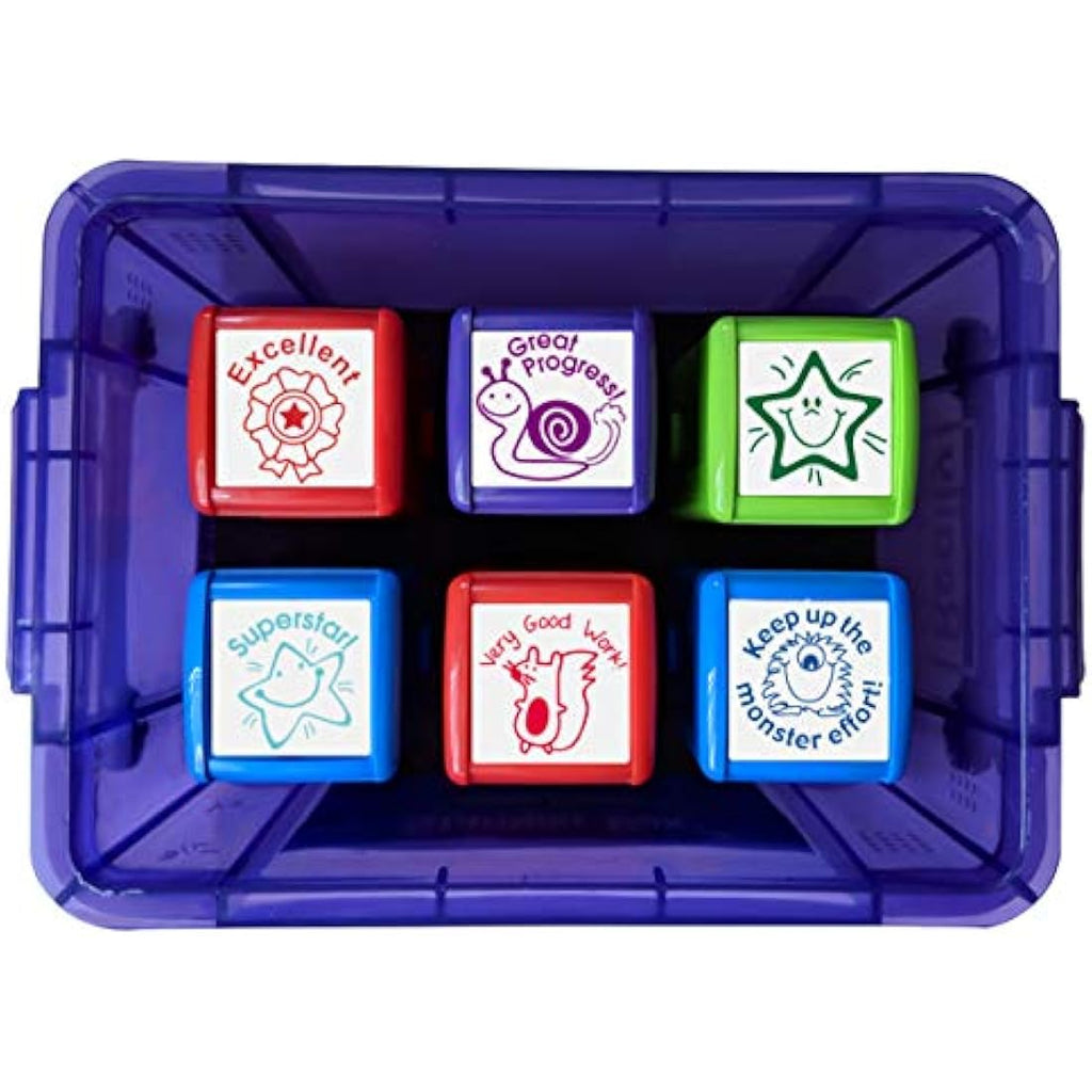 SuperStickers Teacher Praise Stampers – 6 Piece Set with Storage Box