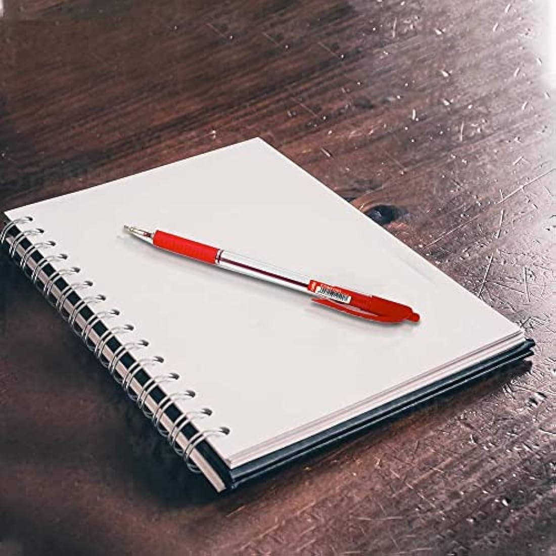 Cello Red Ballpoint Pens – Retractable 1.0mm Medium Point, 12 Pack