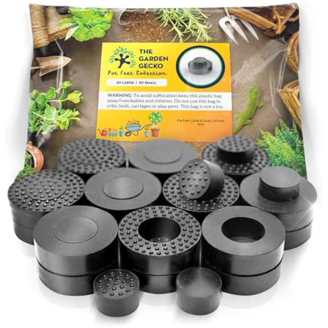 The Garden Gecko Invisible Pot Feet – 20 Pack EPDM Rubber Plant Risers