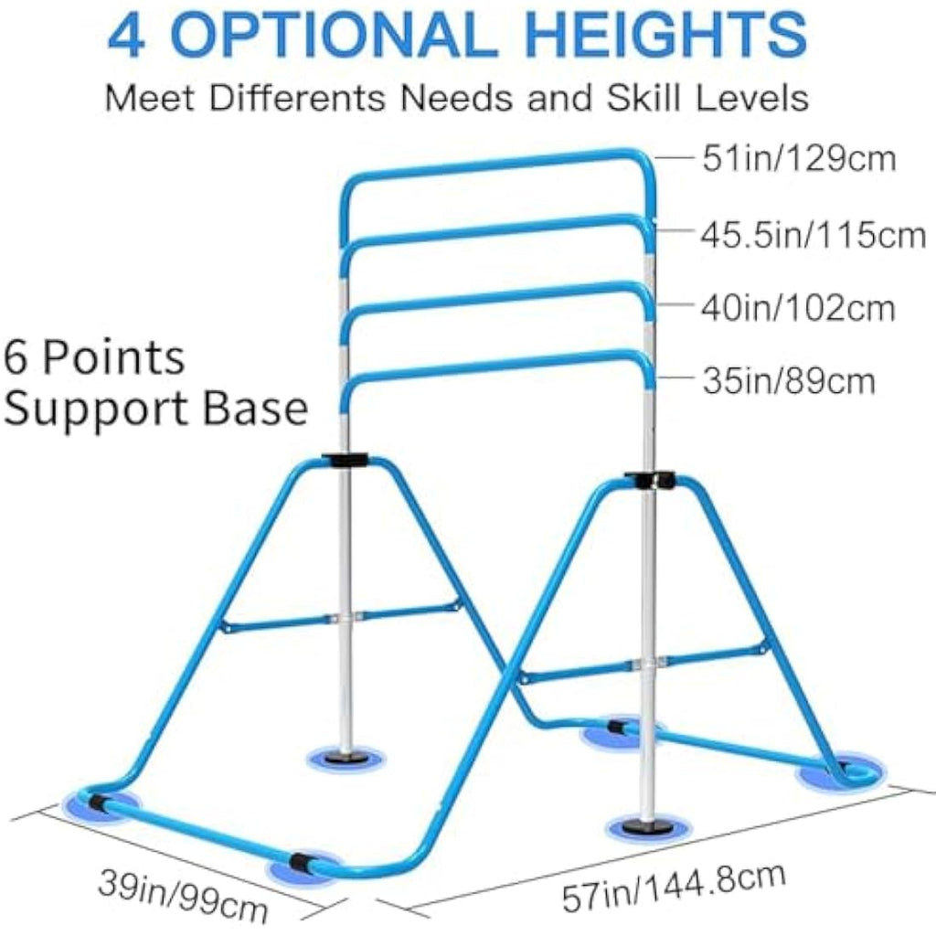 EVERYMILE Gymnastics Bar – Adjustable Folding Kip Bar with Rings for Kids