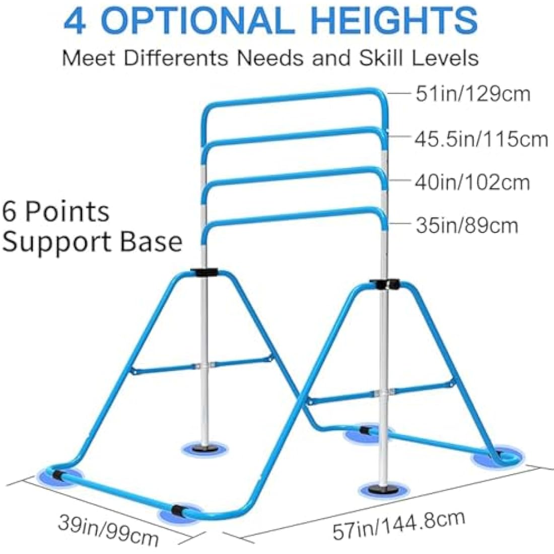 EVERYMILE Gymnastics Bar – Adjustable Folding Kip Bar with Rings for Kids