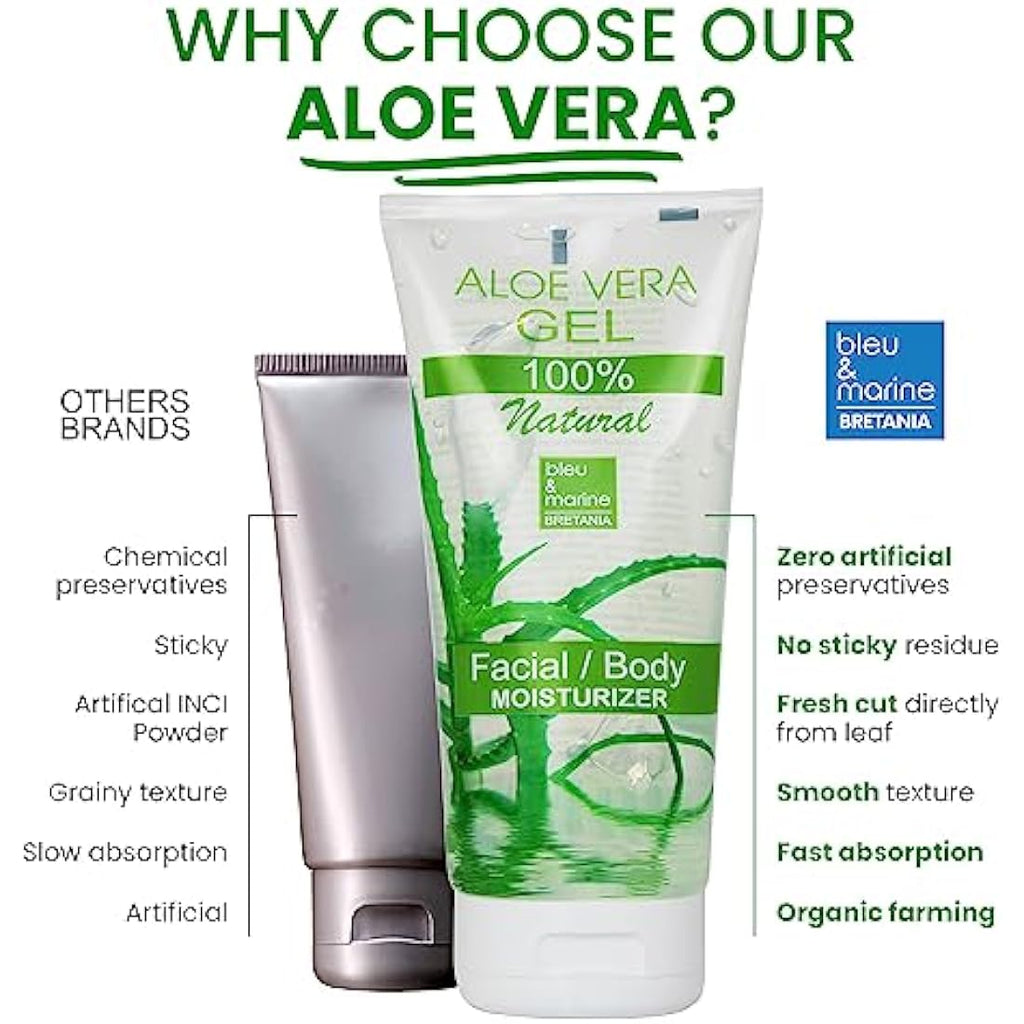 bleu & marine Bretania 100% Natural Aloe Vera Gel - Organic & Vegan, 2L