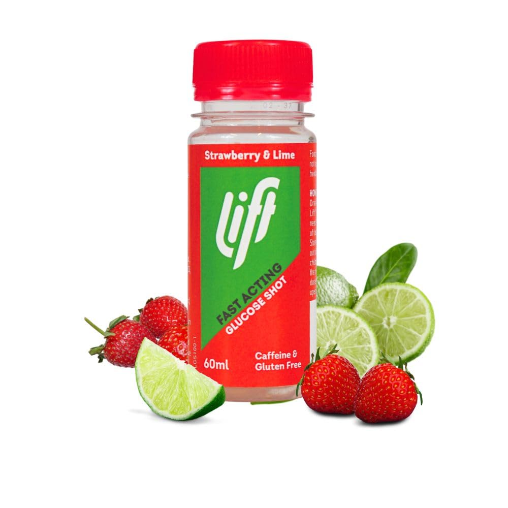Lift Fast-Acting Glucose Energy Juice Shots, Strawberry & Lime, 12 Pack