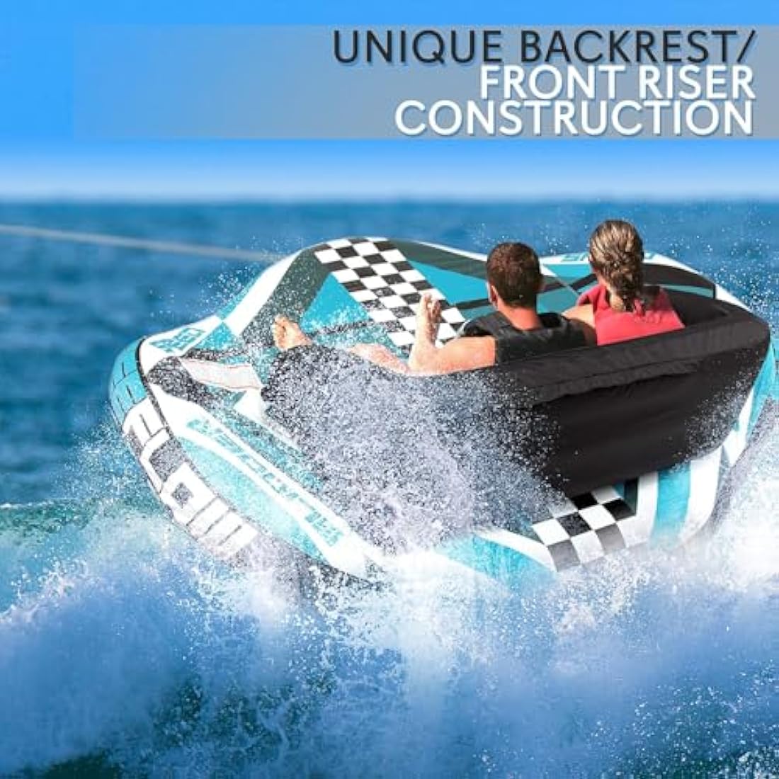 SereneLife 2-Person Inflatable Towable Booster Tube for Boating | PVC
