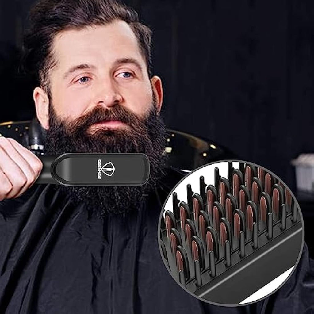 Ceenwes 3-in-1 Beard Straightener Kit | Ionic Hair Brush with Oil & Balm