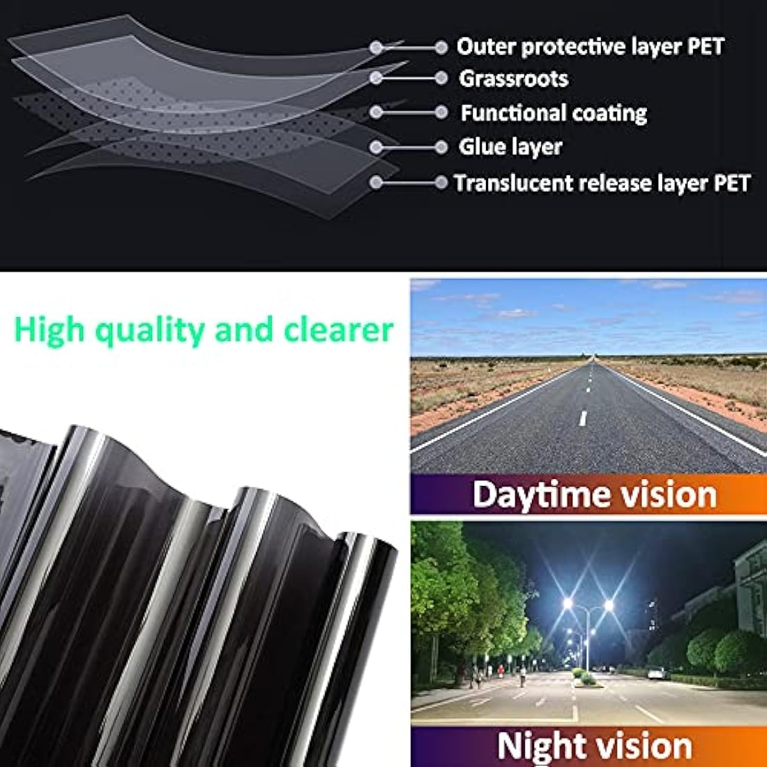 Black Smoke Car Window Tint Film - 25% VLT Heat Rejection