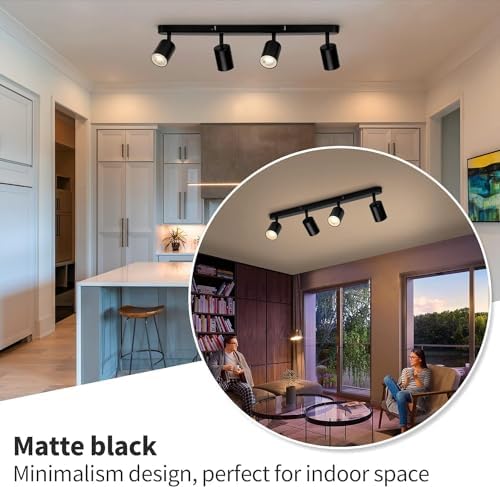 4-Way GU10 Ceiling Spotlight – Matte Black Adjustable Light