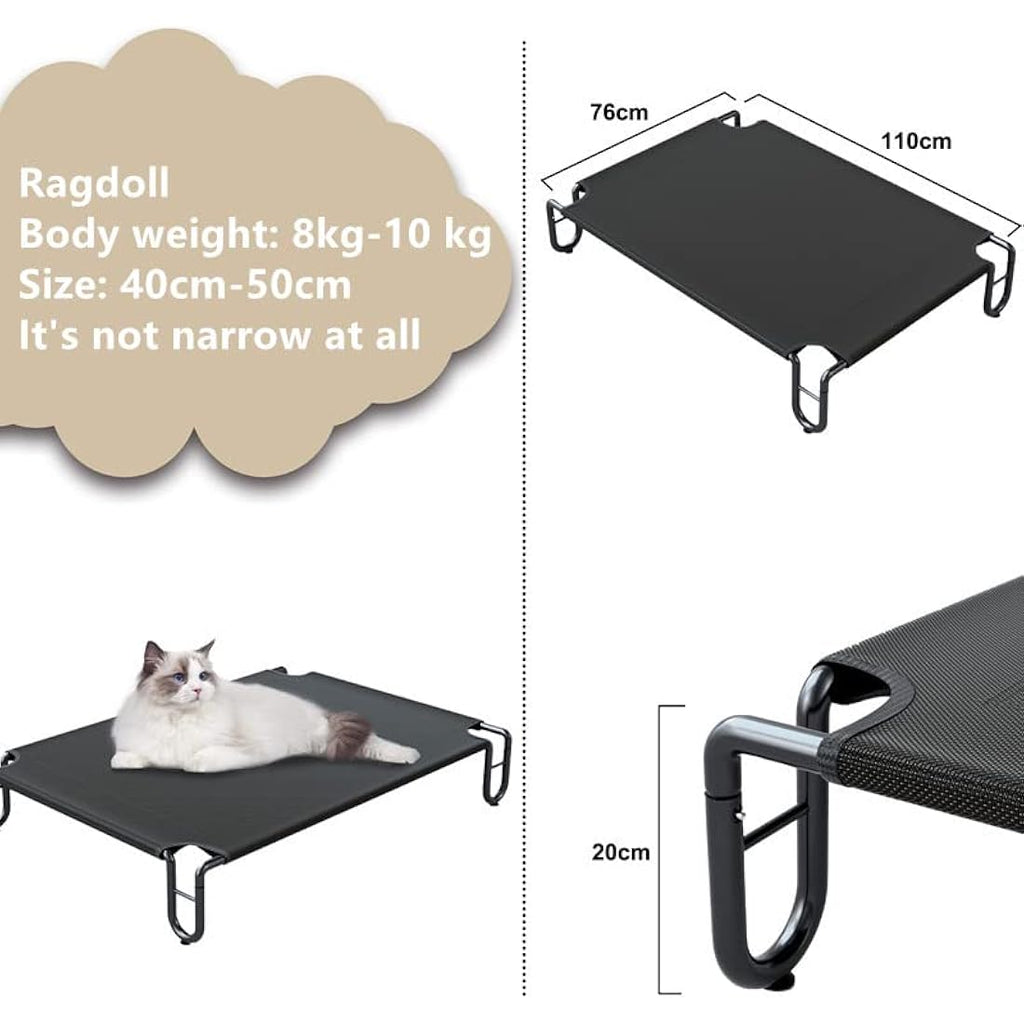 FAYDUDU Elevated Dog Bed – Large Washable Chew Resistant Pet Cot, Black