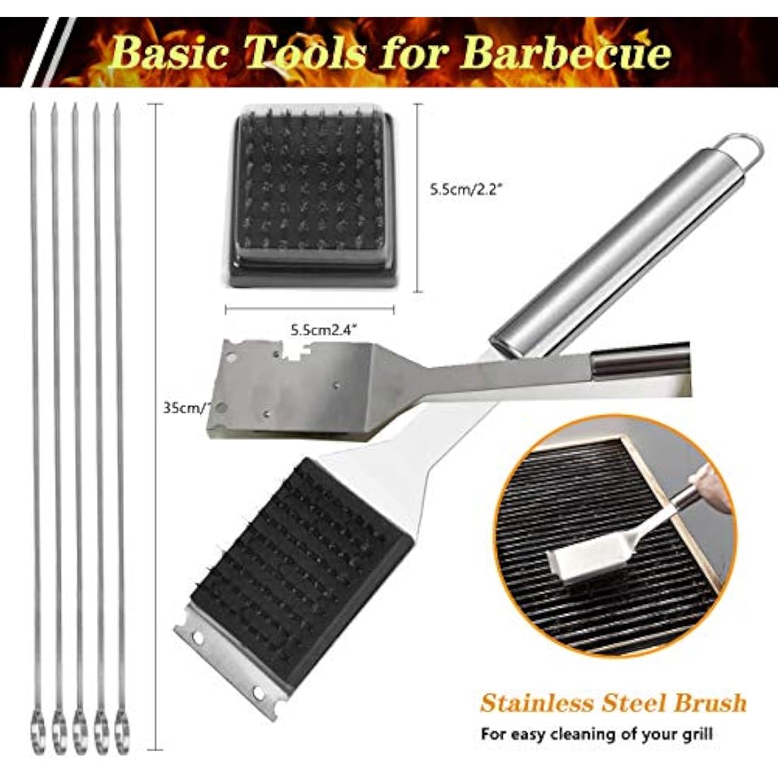 GQC 10-Piece Stainless Steel BBQ Grill Tool Set with Carry Bag