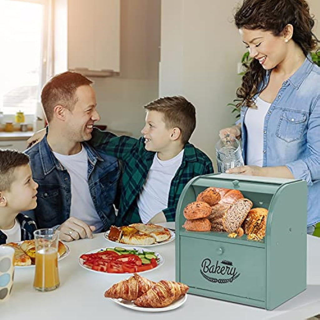 Jolof Store Double Layer Bread Bin – Large Black Stainless Steel Box