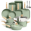 Kitchen Academy 17-Piece Nonstick Cookware Set | Induction Granite Pots & Pans