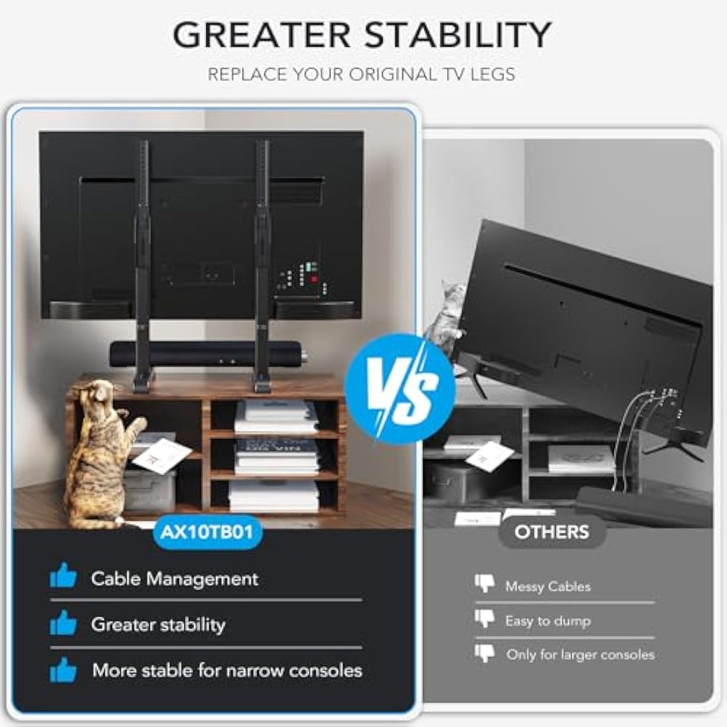 Universal TV Stand Base – Height Adjustable for 24-86 Inch TVs