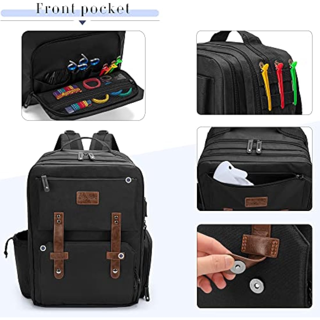 BAFASO Barber Backpack - Professional Hair Tool Travel Bag, Black