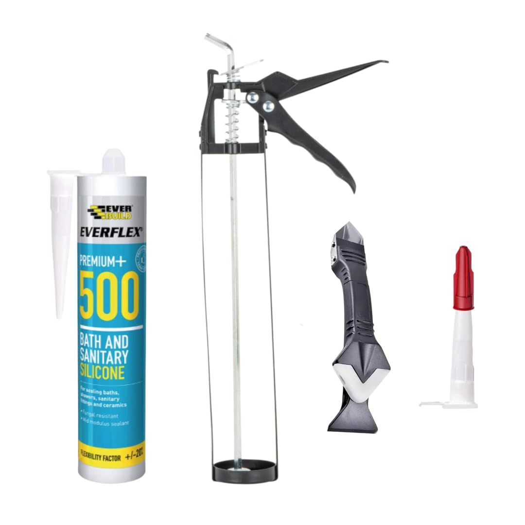 Everflex 500 Anti Mould White Silicone Bathroom Sealant & Caulking Kit