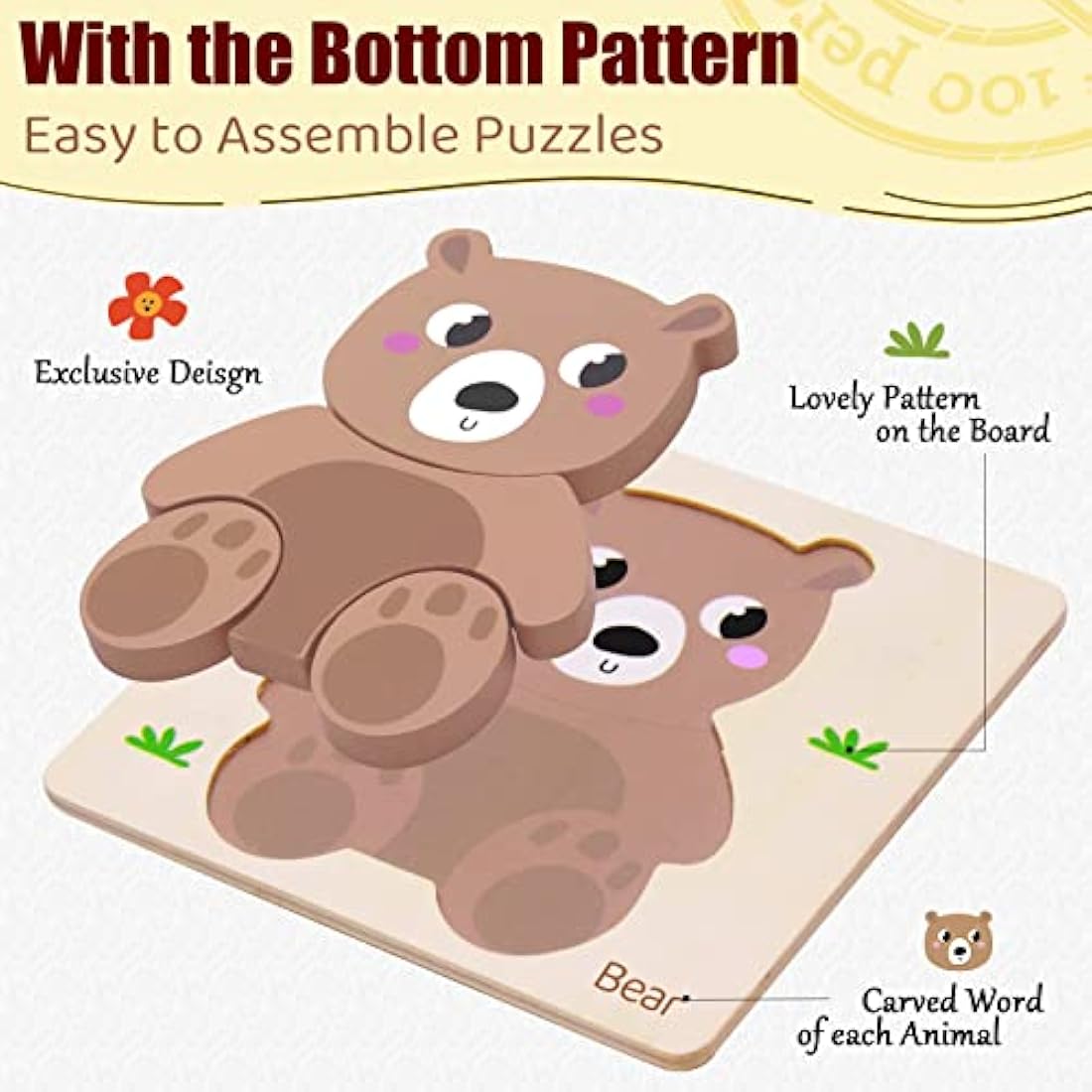 Airlab Wooden Animal Jigsaw Puzzles – Montessori Sensory Toddler Toys