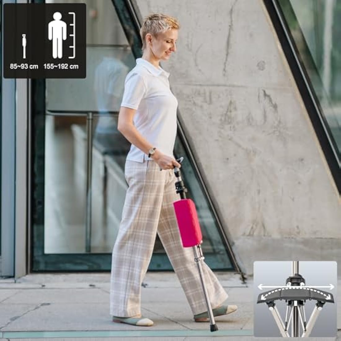 Ta-Da Chair PRO | Adjustable Walking Stick with Seat | Lightweight Black