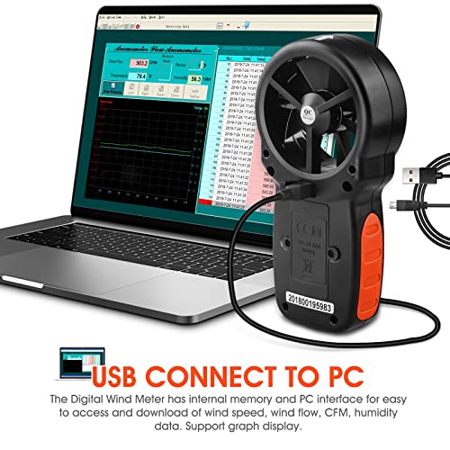LYCEBELL LC-866A Digital Anemometer | HVAC Wind Speed Meter with USB PC Sync
