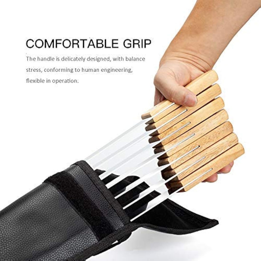Goutime 23-Inch Stainless Steel BBQ Skewers with Wood Handle - 7 Pack
