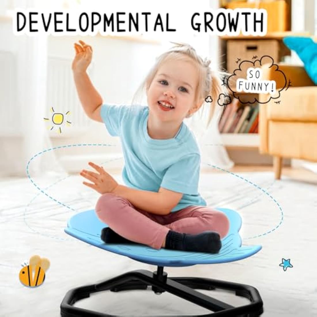 Evie Bee Sensory Spinning Chair for Autism & ADHD - 360° Swivel Seat, Blue